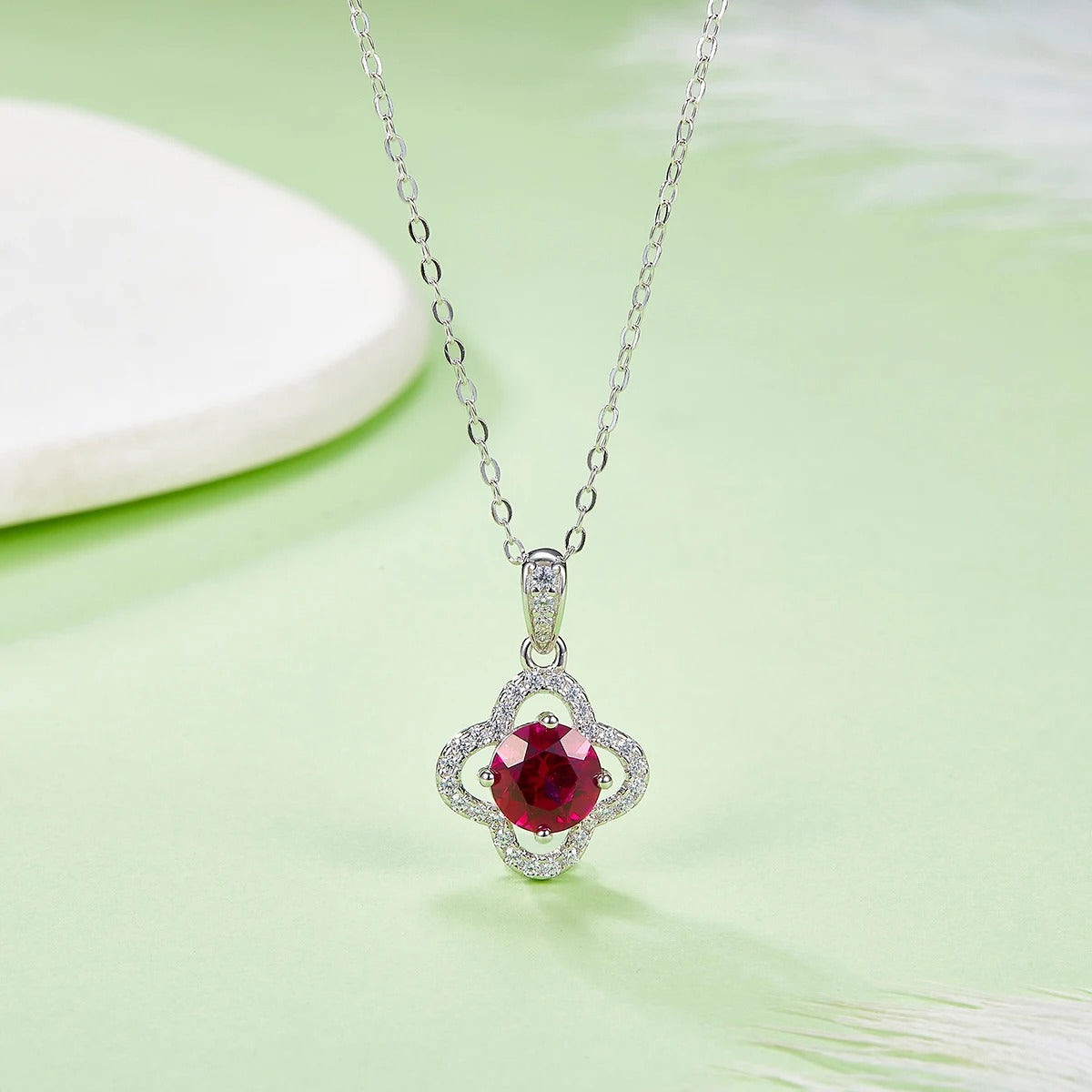 Moissanite and Ruby Necklace